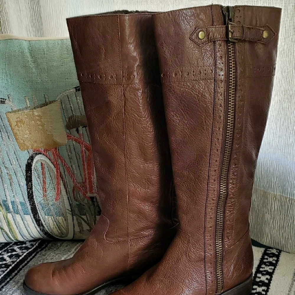 Leather Franco Sarto Tall Equestrian Boots Size 8.5 Excellent Condition